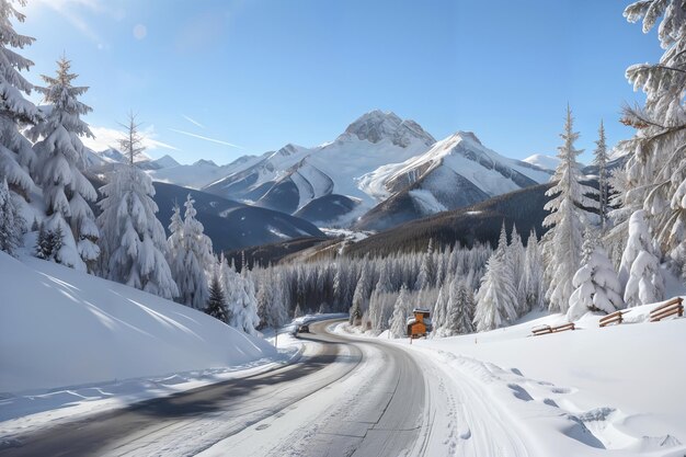 a road in the snow