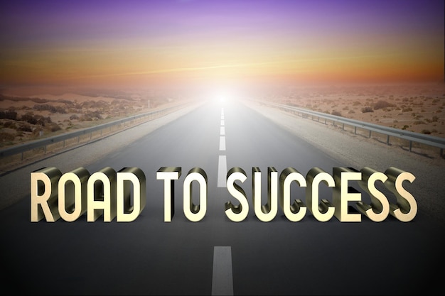 Photo road to success concept road 3d rendering