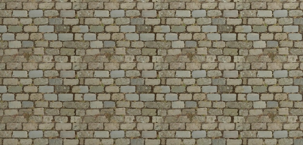 Road surface made of square stones gravel sidewalk Detail of cobblestones in old road Old