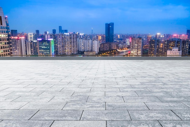 Road surfaces and financial district buildings