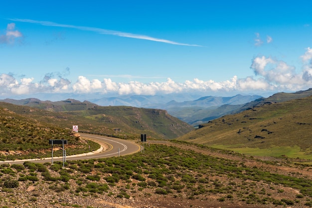 Road of tar in the highlands of lesotho africa