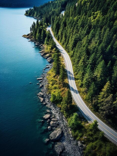 Photo a road that has a car on it