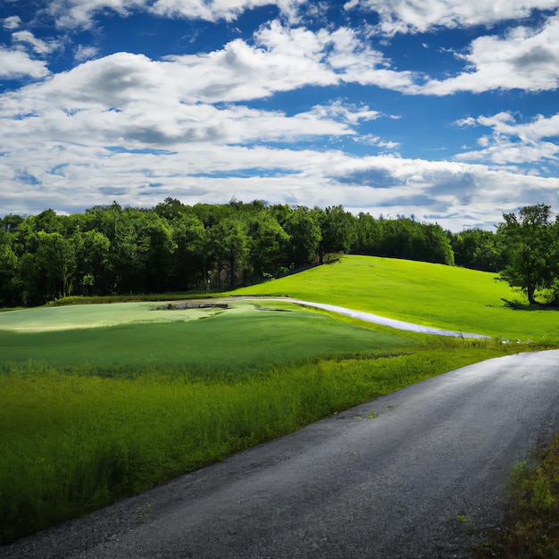 A road that has a golf course on it