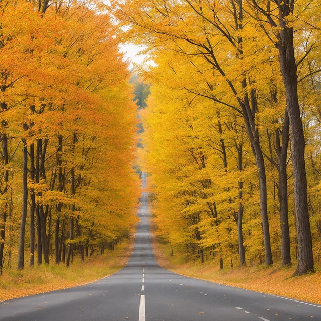 Road through the autumn forest