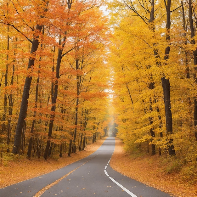 秋の森を通る道
