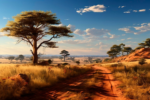 砂漠の風景を通る道