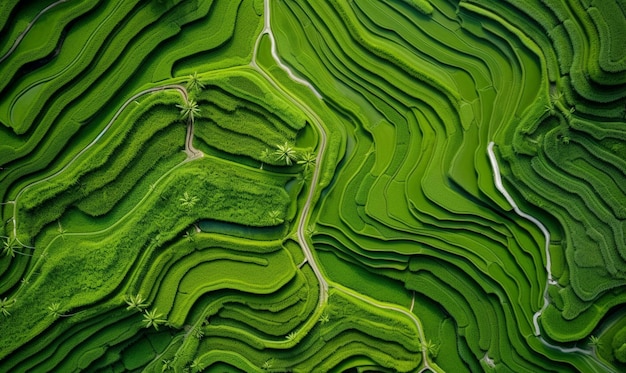 the road through the rice fields