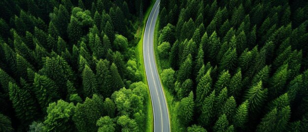 Photo a road through the woods with a road passing through it