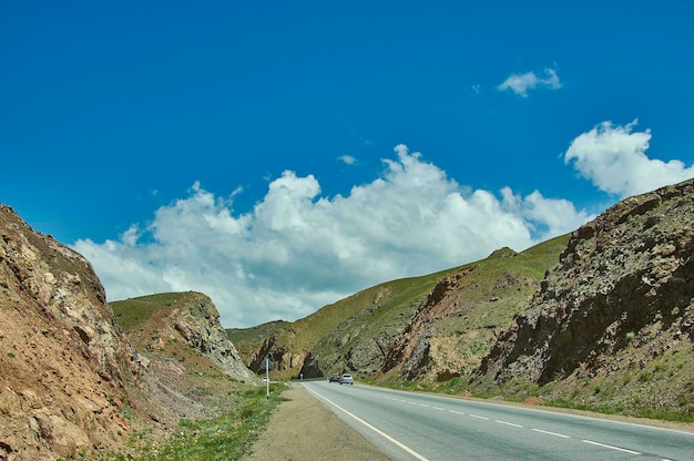 The road towards the city of naryn in western kyrgyzstan