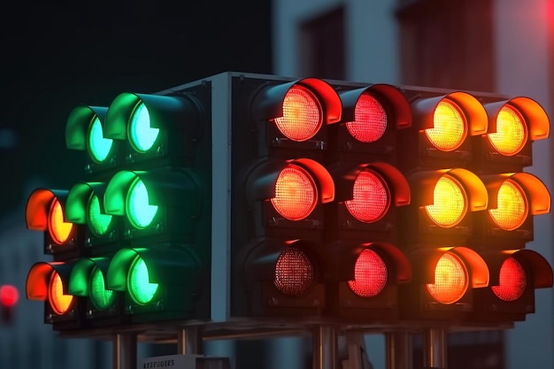 Road traffic light in the city for car traffic AI generated