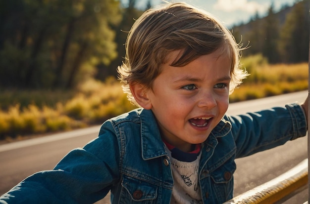 Foto viaggio in auto gioia di esplorare con papà