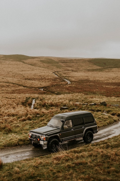 Road trip through a remote rugged terrain