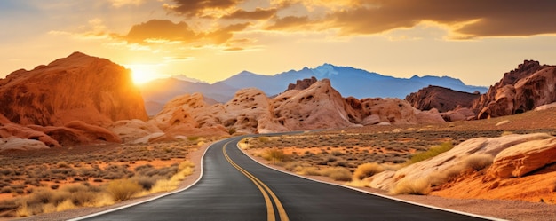 Road in valley of fire State park in Nevada in USA