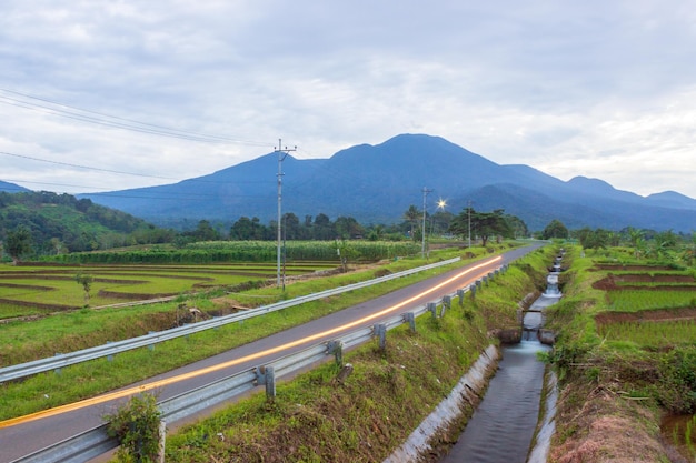 Road view in the countryside with mountains