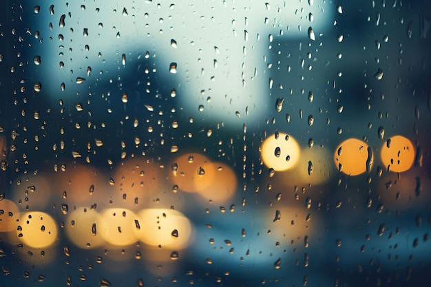 Road view through car window blurry with heavy rain Driving in rain rainy weather Abstract rain fall