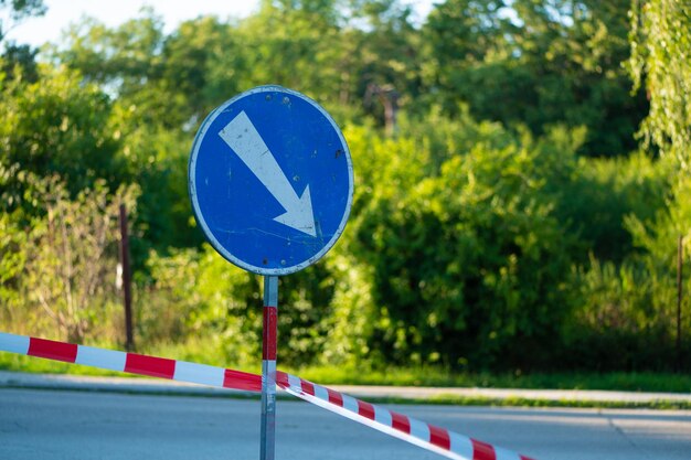 road warning sign go to right side