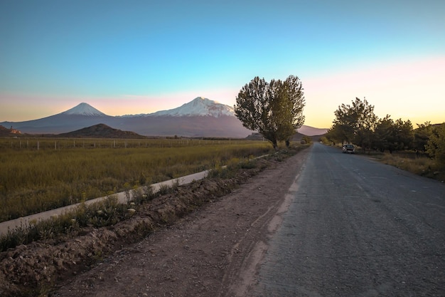 Road with Ararat mountain