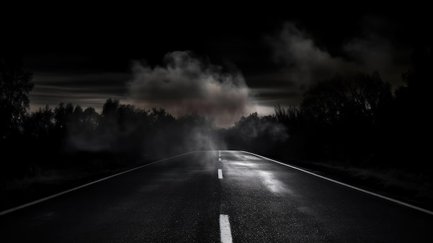 A road with clouds and a light on it