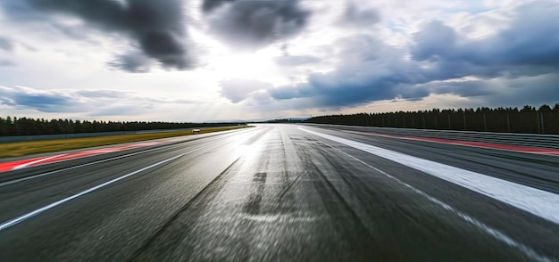 曇り空を背景にした道