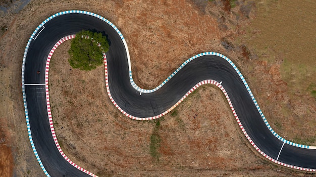 A road with a curve in the middle of it