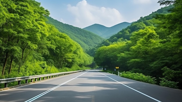 A road with a mountain in the background