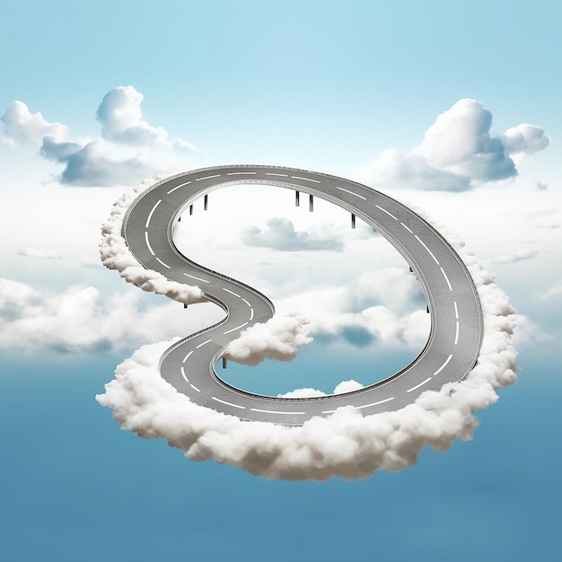 a road with a snake on it and clouds in the sky