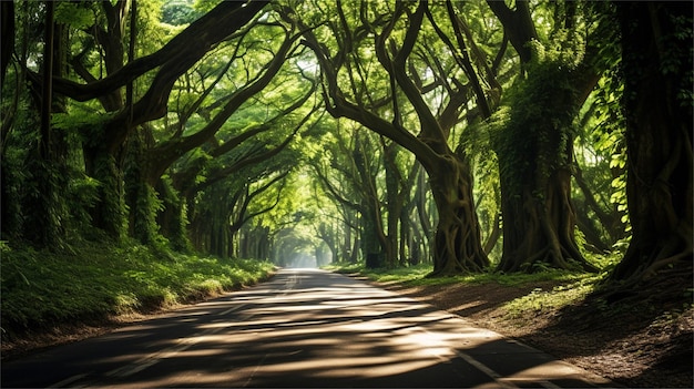 A road with trees on both sides