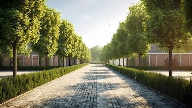 A road with trees and a fence in the background