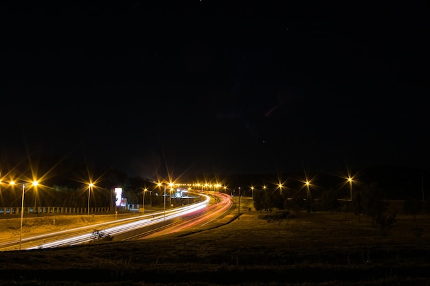 road with vehicle lights