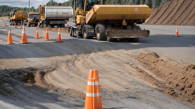 道路工事 写真 高速道路建設 イラスト AIジェネレーティブ