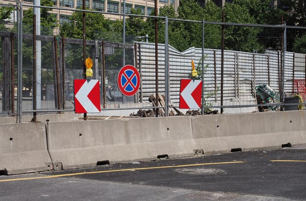 Road works building site