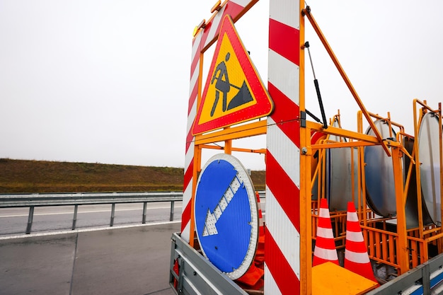 Road works,repairs - warning road signs