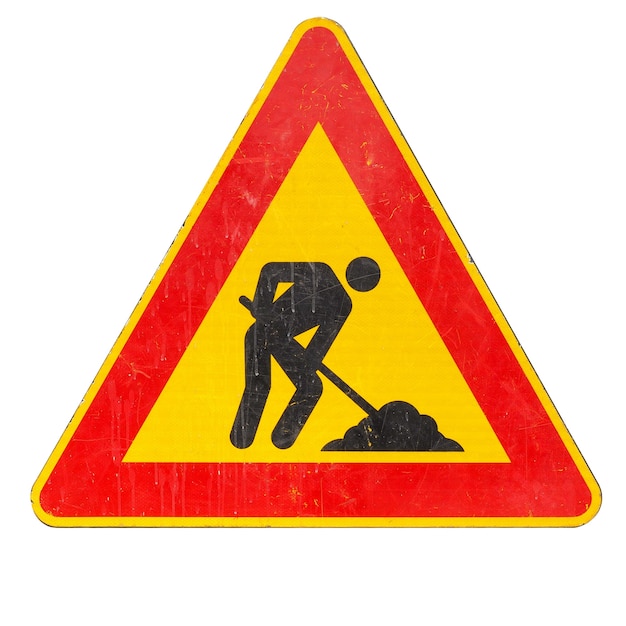 Road works sign isolated