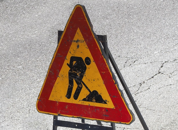 Road works sign