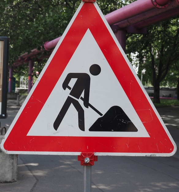 Road works sign