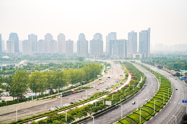 Photo roads and buildings in zhengzhou china