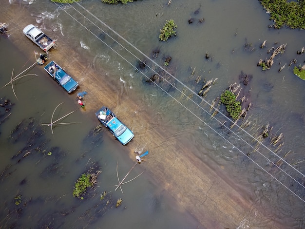 roads flooded with cars