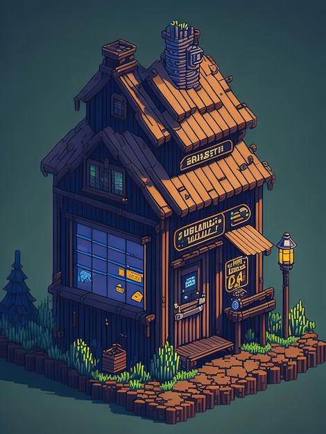 Roadside convenience 64bit pixel art inspired by stardew valley