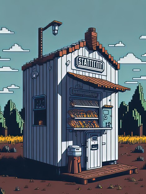 Roadside convenience 64bit pixel art inspired by stardew valley