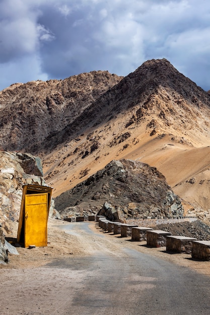 Roadside toilet on road in himalayas