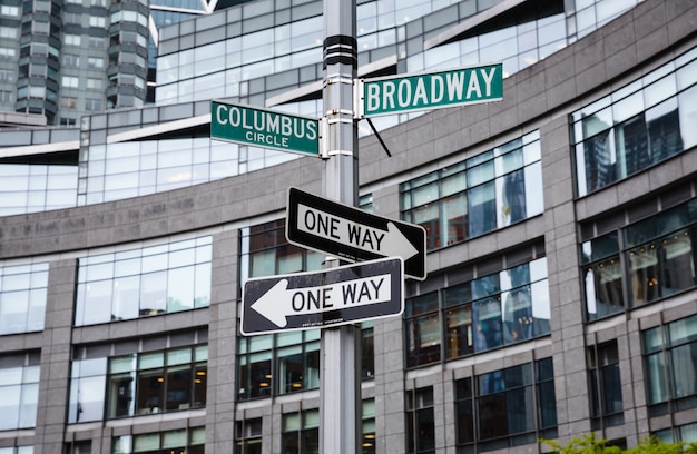 Roadsigns at the corner of Broadway and Columbus circle