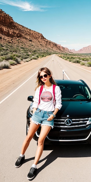 roadtrip trendy girl banner