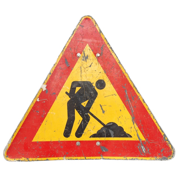 Roadworks sign isolated