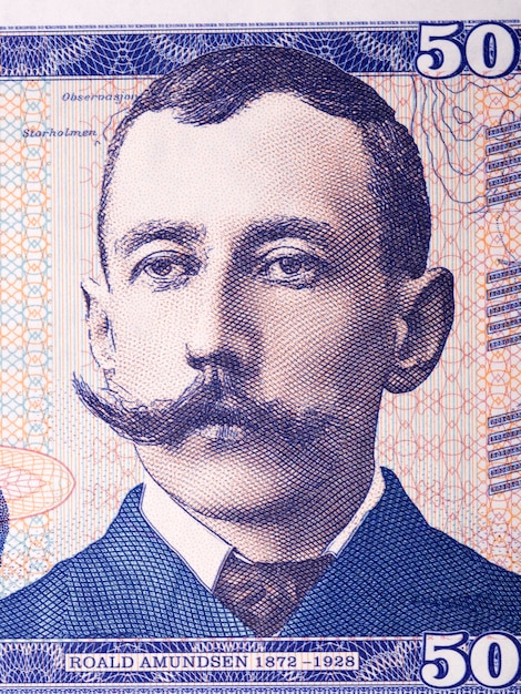 Roald Amundsen a portrait from Norwegian money