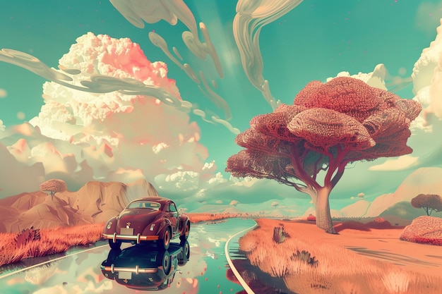 Roam through diverse landscapes in a vehicle moved generative ai