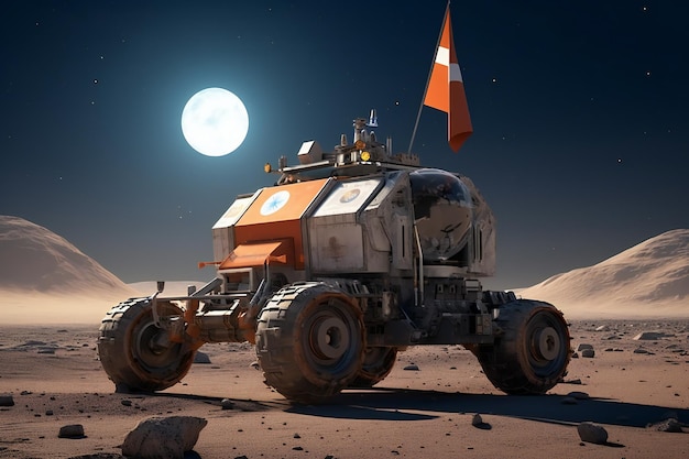 Roaming de Celestial Desert Lunar Rover en de Melkweg