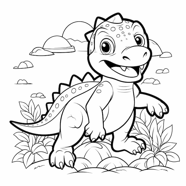 Roaming with Smiles Black and White Dinosaur Coloring Book with Jurassic