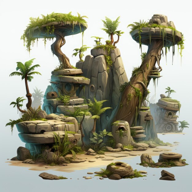 Roaring into Rayman Legends Mesmerizing Jurassic Zone Concept Art featuring Stunning Plain Backgrou