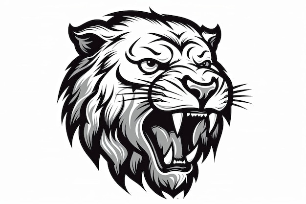 Roaring lion head icon sticker clipart illustration and esports mascot logo concept