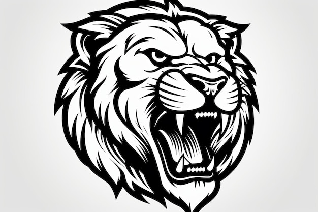 Икона головы рычащего льва наклейка иллюстрация клипарта и концепция логотипа талисмана киберспорта